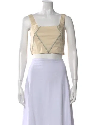 Pre-owned Emporio Sireneuse Square Neckline Sleeveless Crop Top In Yellow