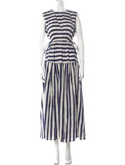 Pre-owned Emporio Sireneuse Striped Long Dress In Blue