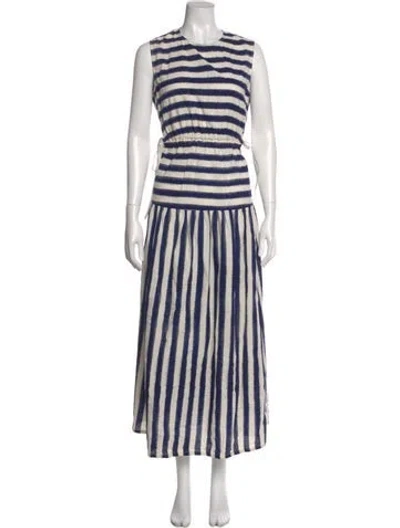 Pre-owned Emporio Sireneuse Striped Long Dress In Blue