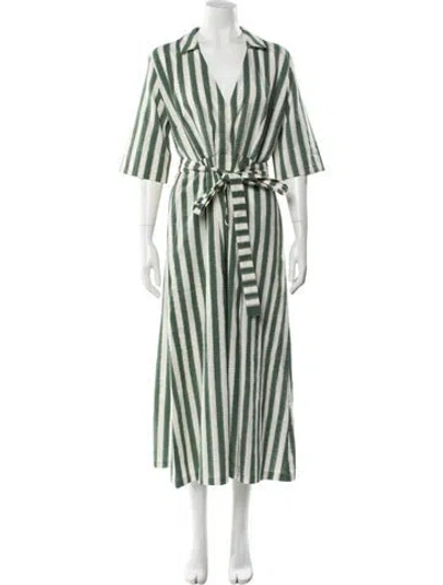 Pre-owned Emporio Sireneuse Striped Midi Length Dress In Green