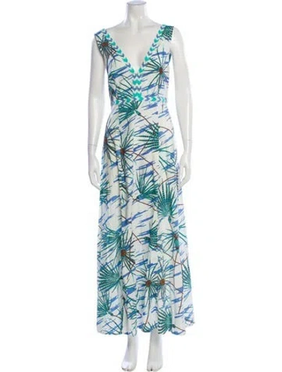 Pre-owned Emporio Sireneuse Tie-dye Print Long Dress In Green