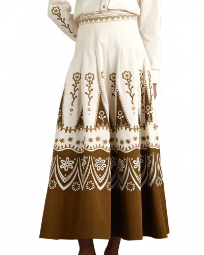 Emporio Sirenuse Amelianna Embroidered Cotton-blend Drill Maxi Skirt In Multi
