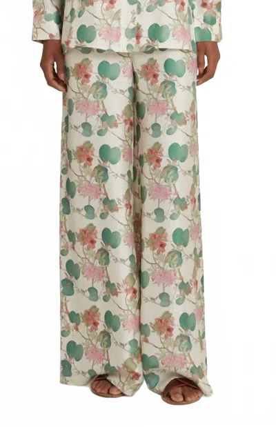 Emporio Sirenuse Blair Wide Leg Pants In Green Multi In Neutral