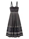 Emporio Sirenuse Elida Calliope Pleated Embroidered Cotton-blend Poplin Midi Dress