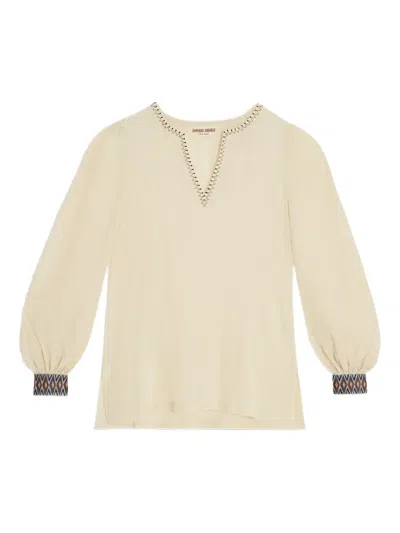 Emporio Sirenuse Embroidered-detail Blouse In Neutral