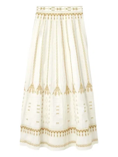 Emporio Sirenuse Embroidered Maxi Skirt In White