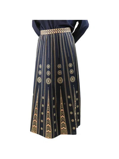 Pre-owned Emporio Sirenuse Embroidered Maxi Skirt In Blue