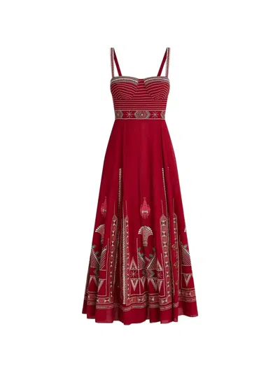 Emporio Sirenuse Embroidered-detail Sleeveless Dress In Red