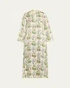 Emporio Sirenuse Jenna Persian Botanic Silk Dress In Ivory