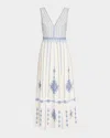 Emporio Sirenuse Nellie Astragal Embroidered Sleeveless Maxi Dress In White