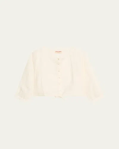 Emporio Sirenuse New Jinny Linen Crop Blouse In Ivory