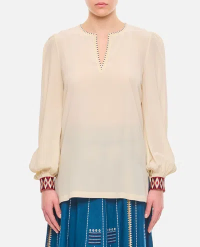 Emporio Sirenuse Sunshirt Bulls Embroidered Blouse In White