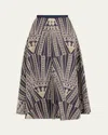 Emporio Sirenuse Tasha 2 Calliope Embroidered Poplin Midi Skirt In Blue