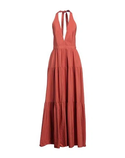 Emporio Sirenuse Woman Maxi Dress Rust Size 8 Cotton In Red