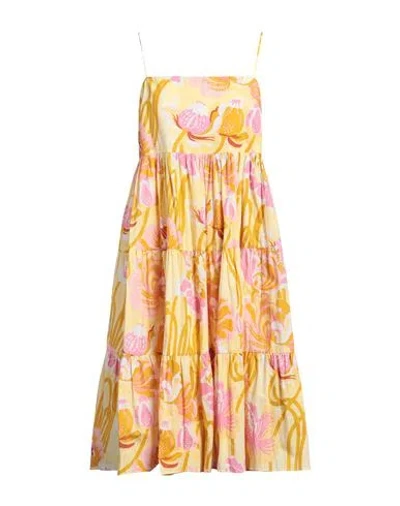 Emporio Sirenuse Woman Midi Dress Yellow Size 8 Cotton