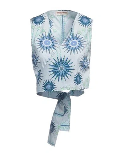 Emporio Sirenuse Woman Top Sky Blue Size 8 Cotton