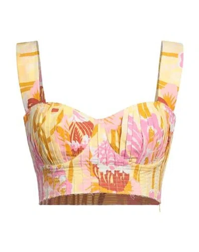 Emporio Sirenuse Woman Top Yellow Size 8 Cotton