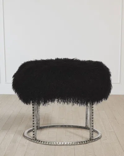 Emporium Home For William D Scott Stud Silver Leaf Pouf