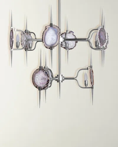 Emporium Home For William D Scott Two-tier Eclipse Agate Chandelier In Satin Nickel