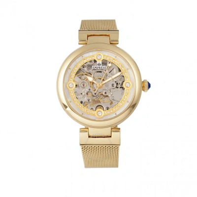 Empress Adelaide Automatic Crystal White Dial Ladies Watch Empem2502 In Gold Tone / Skeleton / White