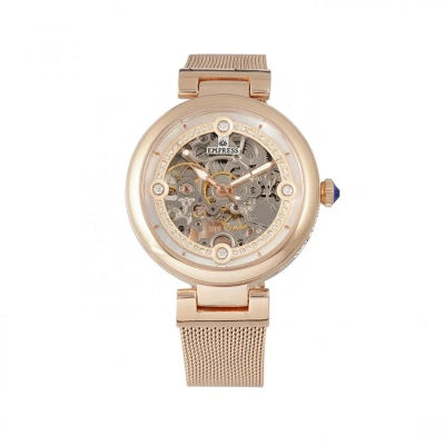Empress Adelaide Automatic Crystal White Dial Ladies Watch Empem2503 In Gold Tone / Rose / Rose Gold Tone / Skeleton / White