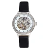 Empress Alice Automatic Skeleton Leather-band Watch In Black