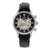Empress Beatrice Automatic Skeleton Dial Leather-band Watch With Day & Date In Black