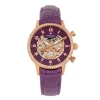 Empress Beatrice Automatic Skeleton Dial Leather-band Watch With Day & Date In Purple