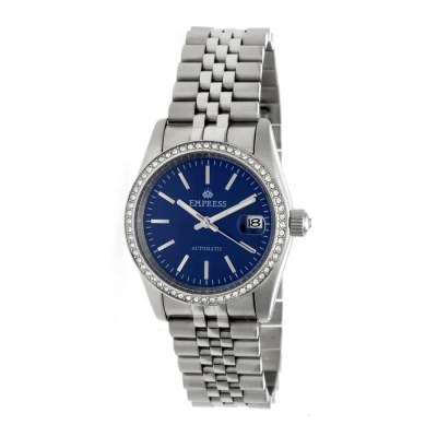 Empress Constance Automatic Crystal Blue Dial Ladies Watch Empem1504 In Metallic