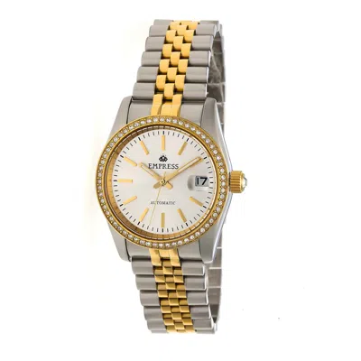 Empress Constance Automatic Crystal Silver Dial Ladies Watch Empem1505 In Two Tone  / Gold Tone / Silver