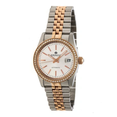 Empress Constance Automatic Crystal Silver Dial Ladies Watch Empem1507 In Two Tone  / Gold Tone / Rose / Rose Gold Tone / Silver