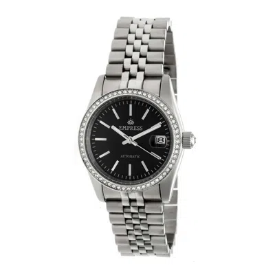 Empress Constance Black Brushed-finish Sunray Dial Automatic Ladies Watch Em1502 In Silver Tone/black
