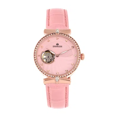 Empress Edith Automatic Crystal Pink Dial Ladies Watch Empem3306 In Pink/rose Gold Tone/gold Tone