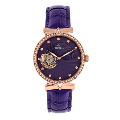 Empress Edith Automatic Crystal Purple Dial Ladies Watch Empem3305 In Pink/purple/rose Gold Tone/gold Tone