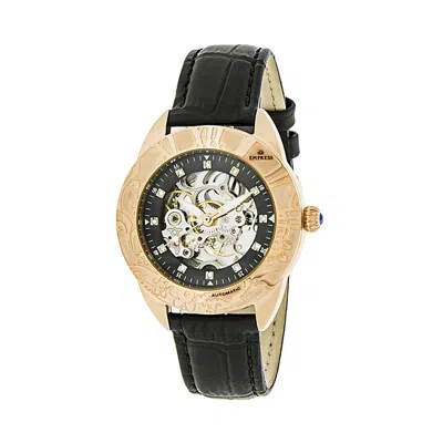 Empress Godiva Automatic Mop Leather-band Watch In Black