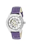 Empress Godiva Automatic Lavender Leather Watch 38mm In Silver