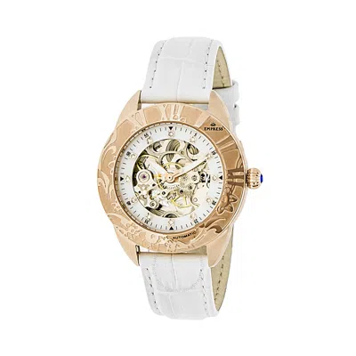 Empress Godiva Automatic White Dial Ladies Watch Empem1106 In Pink/white/rose Gold Tone/gold Tone