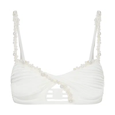 Empress Mimi Women's Ama White Bralette With Pearl Details