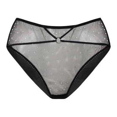 Empress Mimi Women's Astria Black High-waist Cheeky With Crystal Details