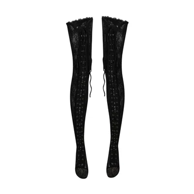 Empress Mimi Women's Lilith Black Lace-up Stockings
