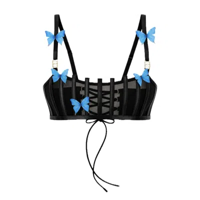 Empress Mimi Women's Morphology Black Mesh Bralette With Butterfly Detail In Multi