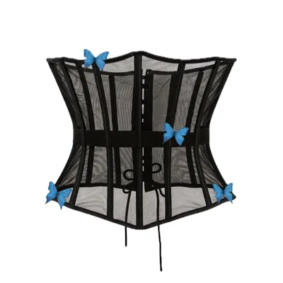 Empress Mimi Women's Morphology Black Mesh Waspie With Butterfly Detail