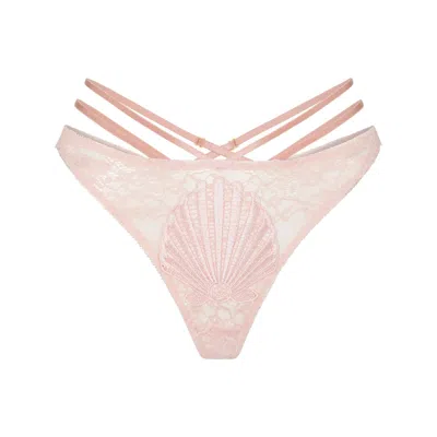 Empress Mimi Women's Venus Pink Lace Ouvert Panty With Shell Detail