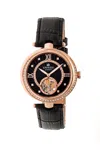 Empress Stella Automatic Semi-skeleton Mop Leather-band Watch In Multi