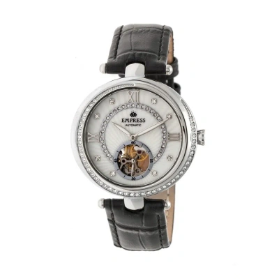 Empress Stella Silver Semi-skeleton Dial Silver-tone Case Automatic Ladies Watch Em2101 In Green