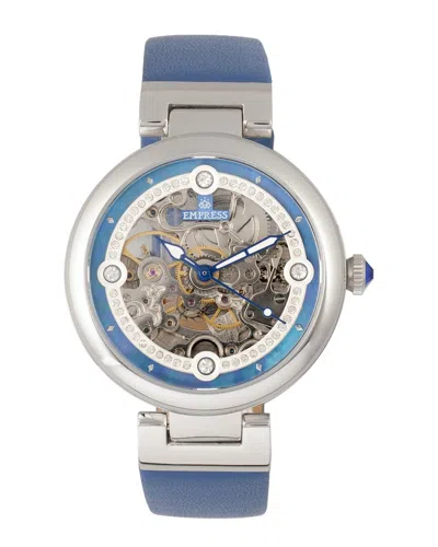 Empress Adelaide Automatic Skeleton Leather-band Watch In Blue