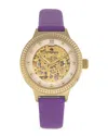 Empress Alice Automatic Mop Skeleton Dial Black Or Mint Or Green Or Blue Or Purple Genuine Leather Band Watc