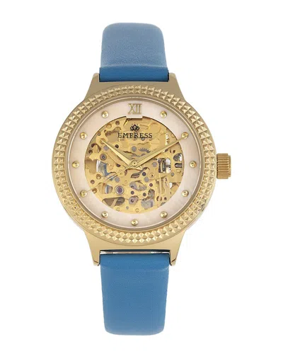 Empress Alice Automatic Mop Skeleton Dial Black Or Mint Or Green Or Blue Or Purple Genuine Leather Band Watc