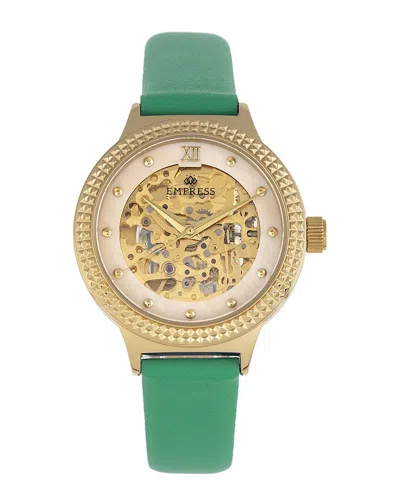 Empress Alice Automatic Skeleton Leather-band Watch In Gold