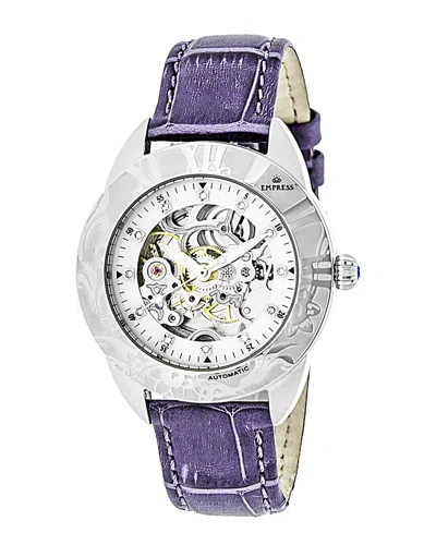 Empress Godiva Automatic Lavender Leather Watch 38mm In Silver